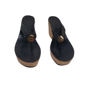 Tory Burch Black Thora Wedge Sandal Size 9.5